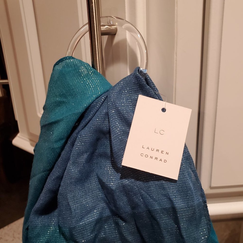 LC Lauren Conrad Infinity Scarf Brand New NWT Blue Teal Silver - Picture 2 of 10